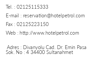 Hotel Petrol Palace iletiim bilgileri